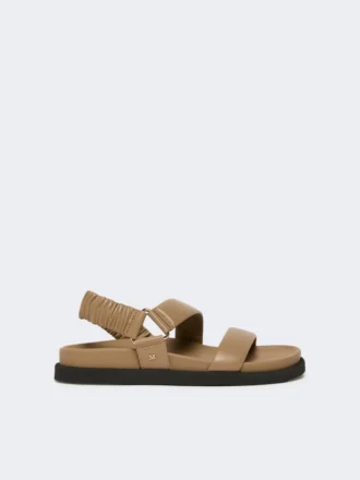 Sandales en cuir, couleur boue