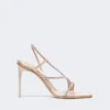 Sandales en satin et cristaux, couleur nude