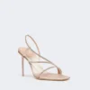 Sandales en satin et cristaux, couleur nude