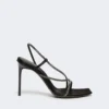 Sandales en satin et cristaux, noires