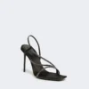 Sandales en satin et cristaux, noires
