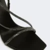 Sandales en satin et cristaux, noires