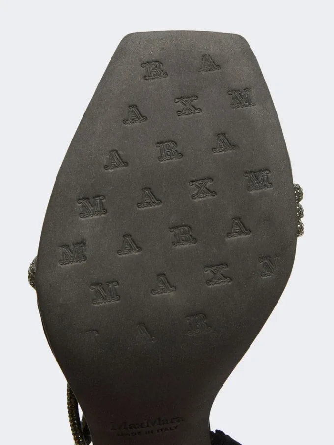Sandales en satin et cristaux, noires