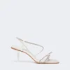 Sandales en satin et strass, ivoire
