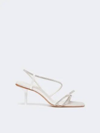 Sandales en satin et strass, ivoire
