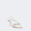 Sandales en satin et strass, ivoire