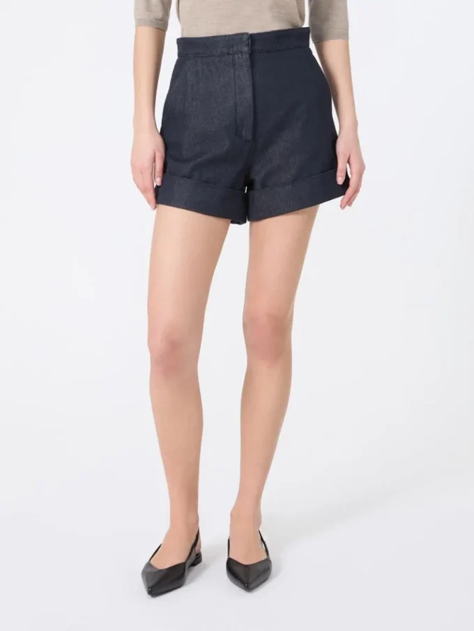 Short en coton effet denim, bleu nuit Short en coton effet denim, bleu nuit
