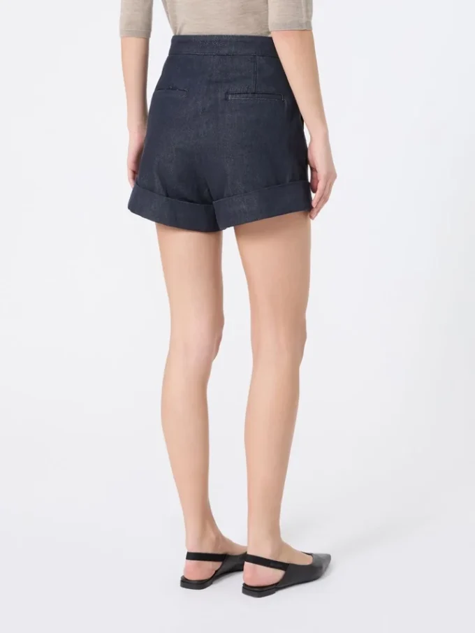 Short en coton effet denim, bleu nuit Short en coton effet denim, bleu nuit