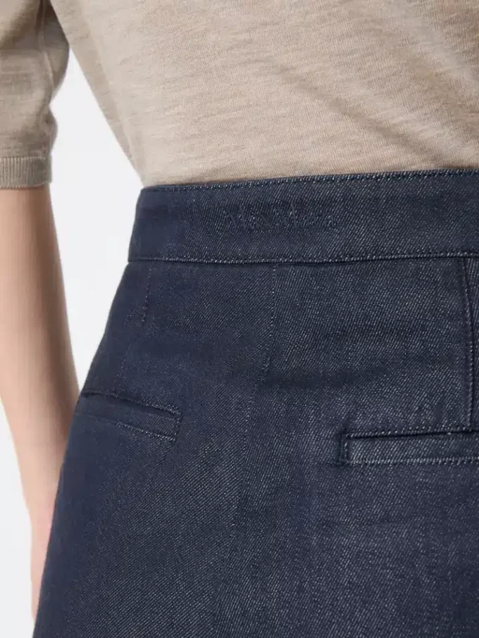 Short en coton effet denim, bleu nuit Short en coton effet denim, bleu nuit