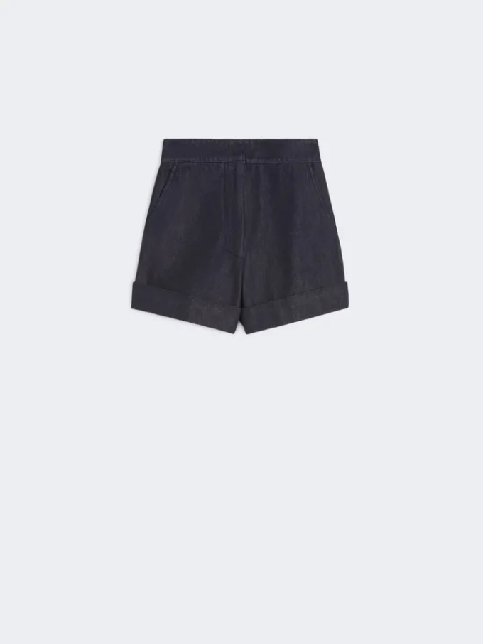 Short en coton effet denim, bleu nuit Short en coton effet denim, bleu nuit