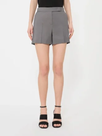 Short en gabardine de laine, gris moyen