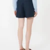 Short en lin tissé natté, bleu nuit Short en lin tissé natté, bleu nuit