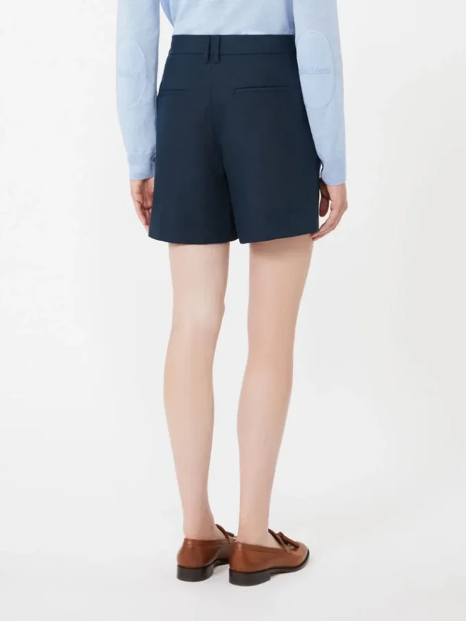 Short en lin tissé natté, bleu nuit Short en lin tissé natté, bleu nuit