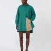 Short en satin de coton stretch, kaki