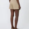 Short en satin de coton stretch, kaki