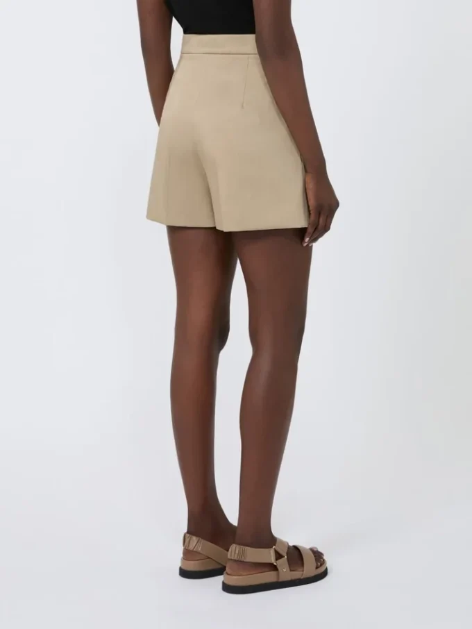 Short en satin de coton stretch, kaki