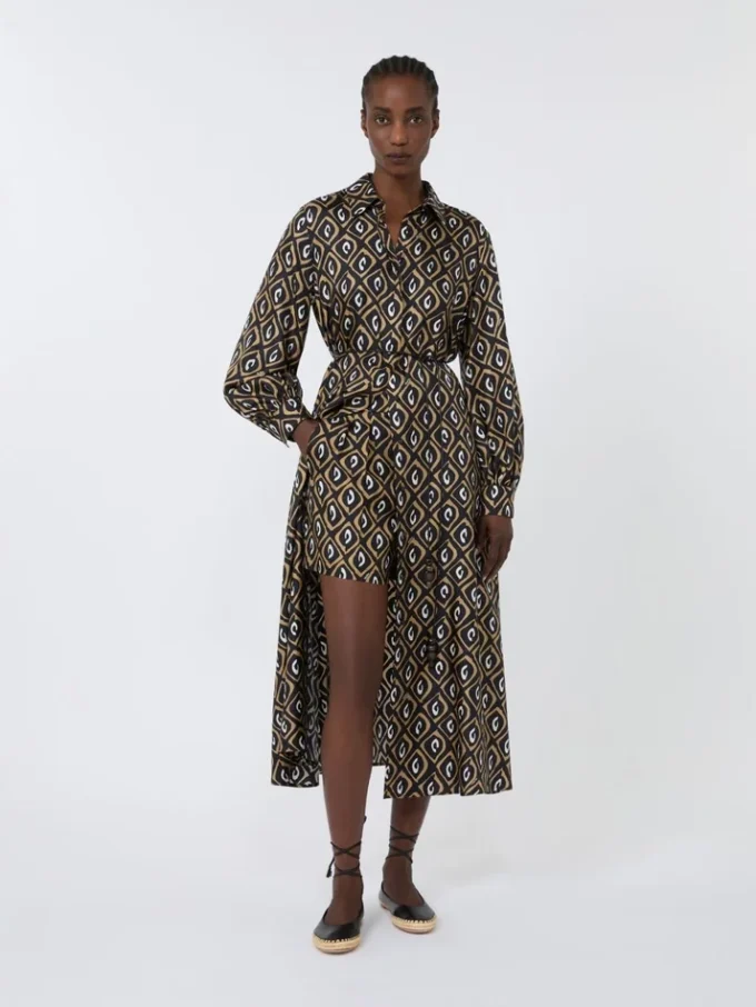 Short en soie imprimée, noir
