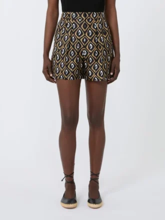 Short en soie imprimée, noir