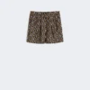 Short en soie imprimée, noir