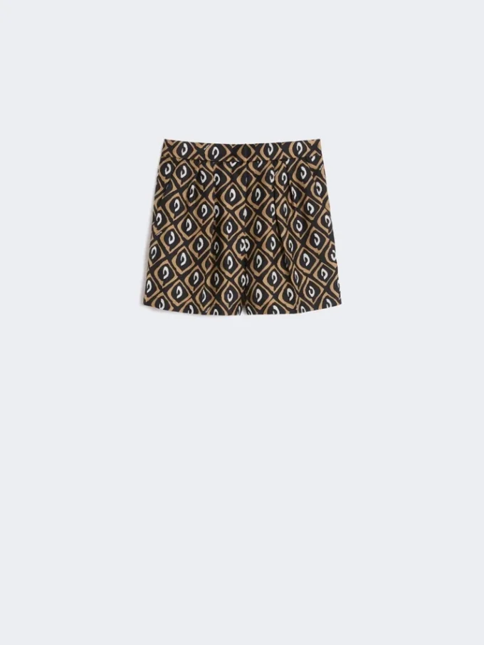 Short en soie imprimée, noir