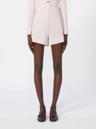 Short en toile de laine, mohair et soie, beige-rose
