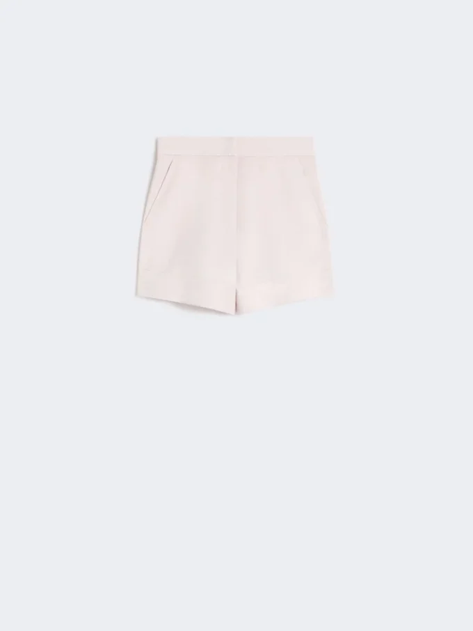 Short en toile de laine, mohair et soie, beige-rose Short en toile de laine, mohair et soie, beige-rose