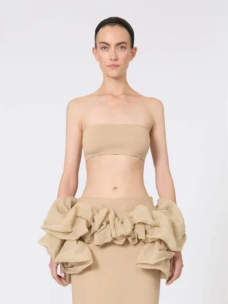 Soutien-gorge bandeau en viscose extensible, couleur camel