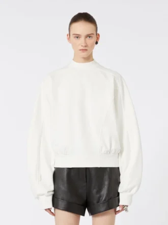 Sweat-shirt en coton stretch, ivoire