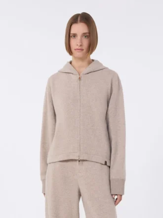 Sweat-shirt en jersey de cachemire et laine, beige