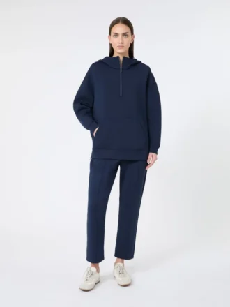 Sweat-shirt long en jersey scuba, bleu marine