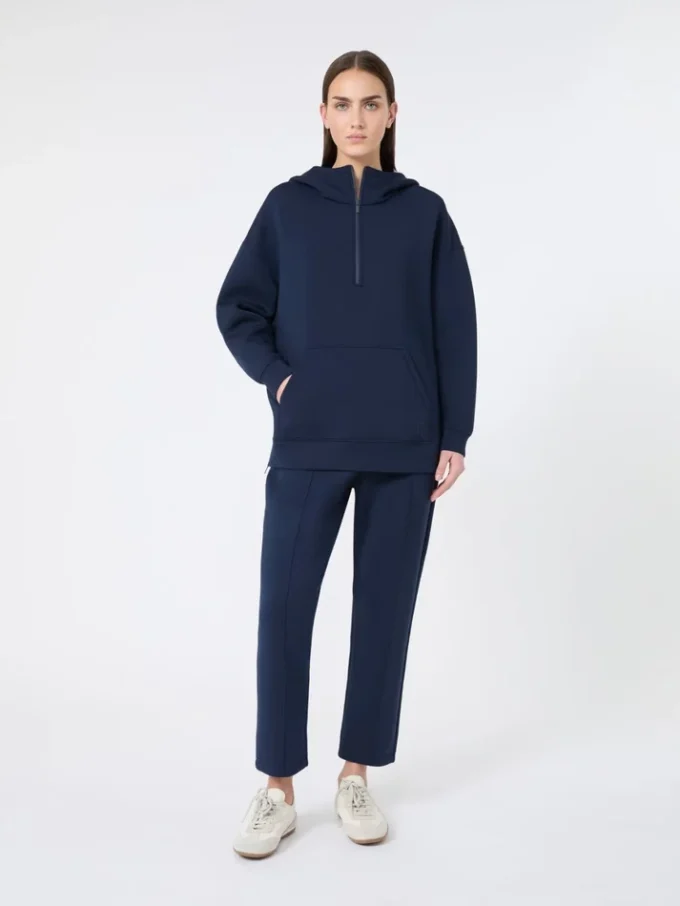 Sweat-shirt long en jersey scuba, bleu marine Sweat-shirt long en jersey scuba, bleu marine
