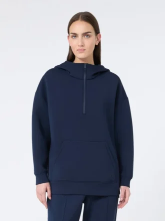 Sweat-shirt long en jersey scuba, bleu marine