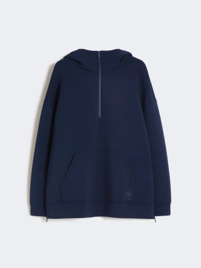 Sweat-shirt long en jersey scuba, bleu marine Sweat-shirt long en jersey scuba, bleu marine