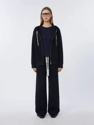 Sweat-shirt technique zippé en jersey, bleu outremer