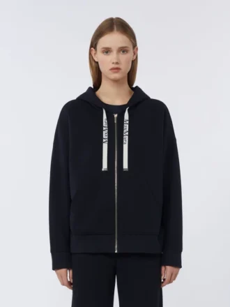 Sweat-shirt technique zippé en jersey, bleu outremer