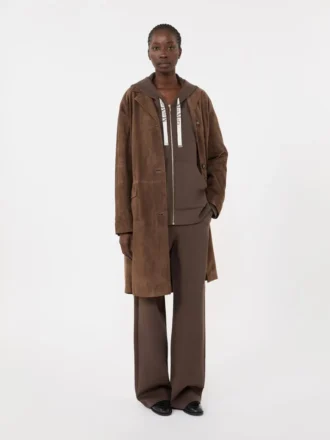 Sweat-shirt technique zippé en jersey, couleur chocolat