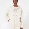 Sweat-shirt technique zippé en jersey, écru Sweat-shirt technique zippé en jersey, écru