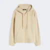 Sweat-shirt zippé en coton, couleur sable Sweat-shirt zippé en coton, couleur sable