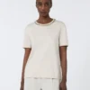 T-shirt en coton et modal, beige