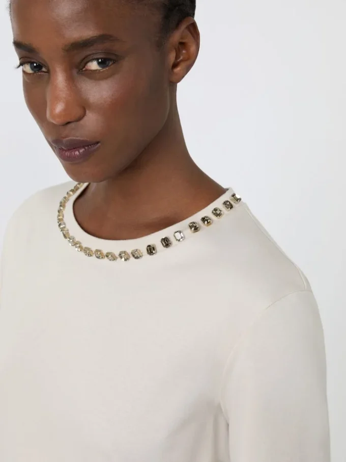T-shirt en coton et modal, beige