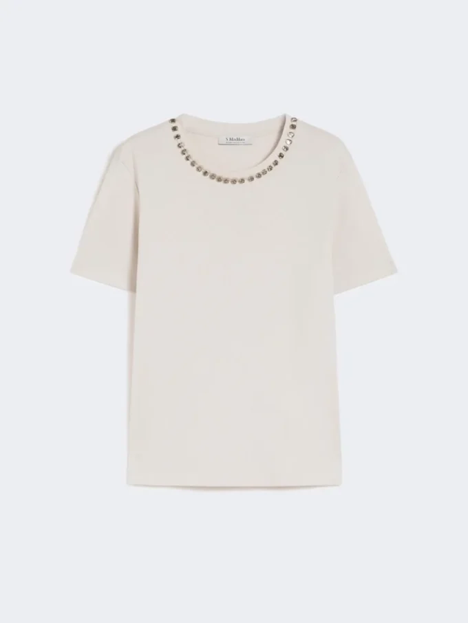 T-shirt en coton et modal, beige