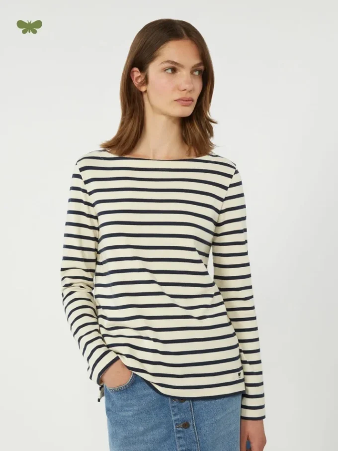 T-shirt en coton rayé, ivoire T-shirt en coton rayé, ivoire