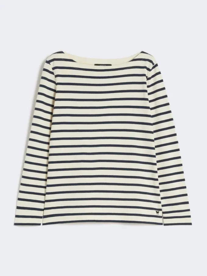 T-shirt en coton rayé, ivoire T-shirt en coton rayé, ivoire
