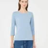 T-shirt en coton stretch, bleu clair T-shirt en coton stretch, bleu clair