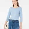 T-shirt en coton stretch, bleu clair T-shirt en coton stretch, bleu clair