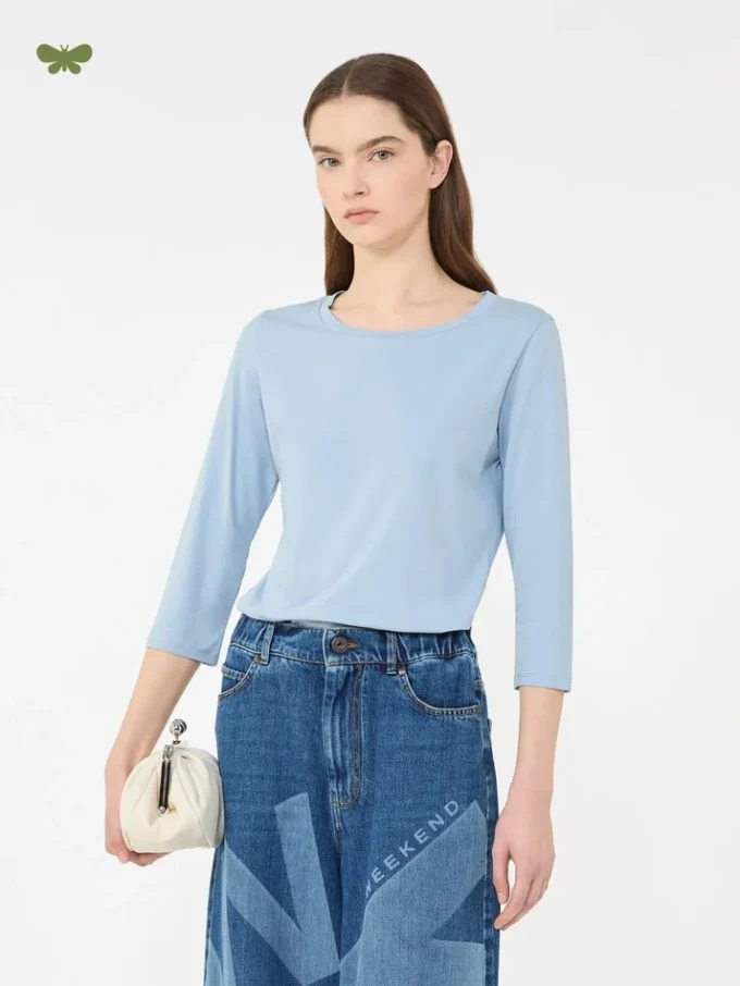 T-shirt en coton stretch, bleu clair T-shirt en coton stretch, bleu clair