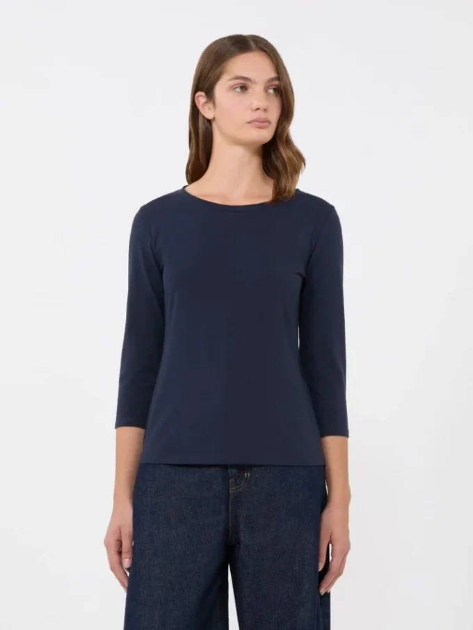 T-shirt en coton stretch, bleu marine T-shirt en coton stretch, bleu marine