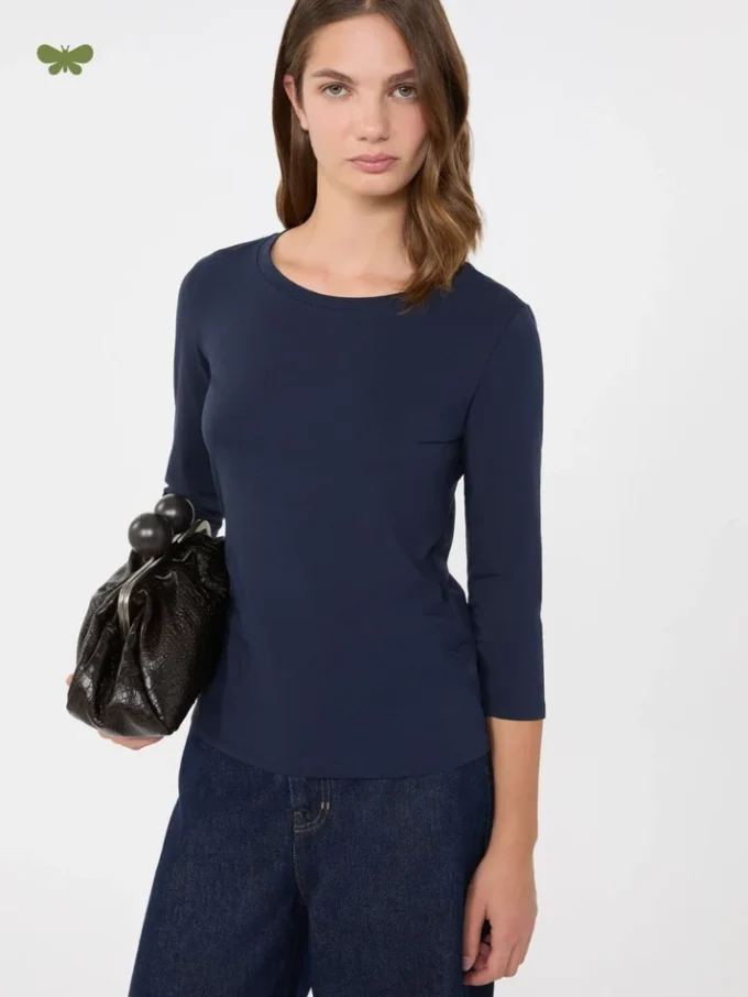T-shirt en coton stretch, bleu marine T-shirt en coton stretch, bleu marine