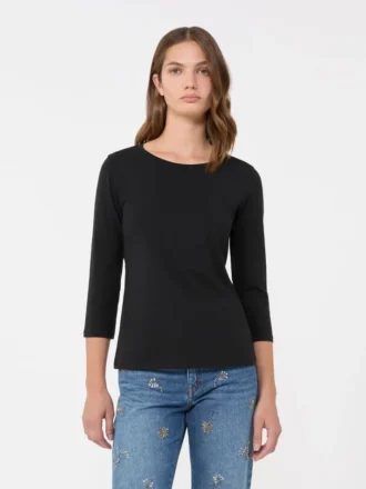 T-shirt en coton stretch, noir