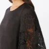 T-shirt en gaze de ramie et broderie anglaise, noir T-shirt en gaze de ramie et broderie anglaise, noir